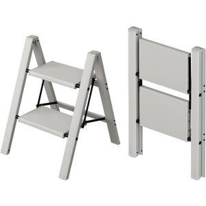 Taranta 2 Step Ladder,Aluminum Lightweight Folding 2 Step Stool with Anti-Slip Wide Pedal,330lbs Capacity Step Ladder for Household,Kitchen,Office - Misty Gray