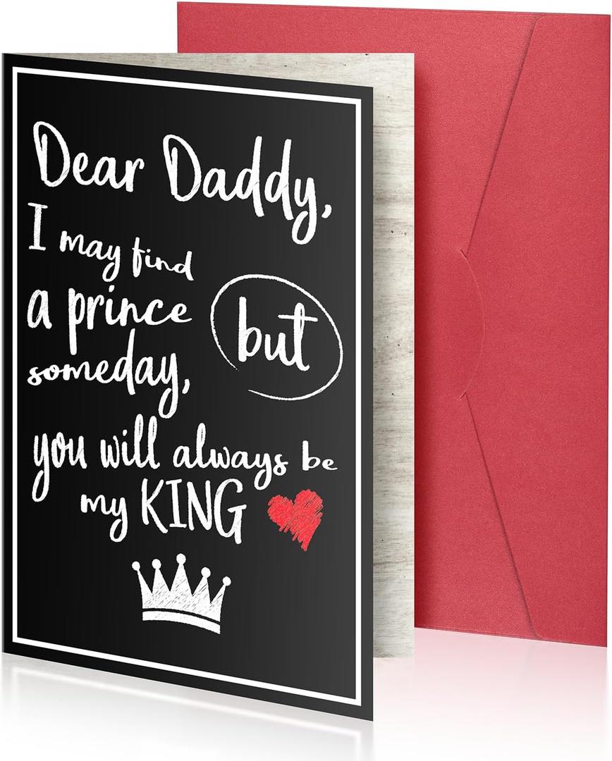 7 x 5x7‘’ Funny Fathers Day Greeting Cards with Envelope for Best Dad Birthday Gift Card From Daughter -Black