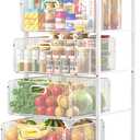 SUNALLY Rolling Kitchen Cart with Drawers, 4Tier Utility Cart Fruit Vegetable Storage Cart with Lockable Wheels, Wooden Top Metal Kitchen Storage Organizer for Cans, Snacks, Beauty, Craft, Art, White