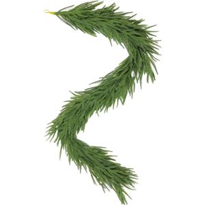 6ft Christmas Norfolk Pine Garland for Mantle with Lights Realistic Real Touch Holiday Decorations Fireplace Stairs Railing Door Frame Indoor Outdoor Dcor Lighted Full Flocked Winter Greenery