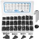 1760pcs M2 M3 M4 M5 Metric Screw Assortment, Grade 12.9 Alloy Steel Hex Socket Head Cap Bolts and Nuts Kit, Black Zinc Plated and Anti Rust Screw Set with 4 pcs Hex Wrenches