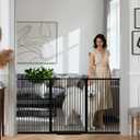 41" Extra Tall and Wide Pet Gate, 71.3-76.7 in Baby Gates with Door for Doorways Hallways, Walk Thru Large Dog Gate Indoor, Auto Close Long Child Safety Gates for Kids Puppy Doggie, Black