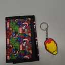 Marvel Spiderman Boys Wallet and Keychain Avengers Trifold Wallet with Card Slot Coin Purse Kids Gifts Set (Multi Avengers)