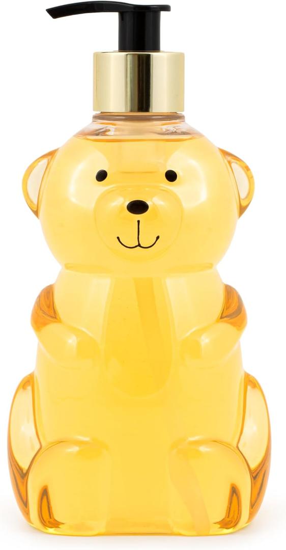 Simple Pleasures Teddy Bear Vanilla Honey Scented Liquid Hand Soap Dispenser - Plastic Novelty Decorative Refillable Hand Pump for Kitchen Countertops and Bathroom Sinks