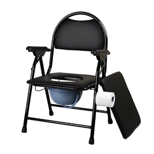 TVSKWMRQ Silla Plegable con Inodoro con Soporte para Toallas de Papel y cojín de Esponja, Silla de baño con Asiento, Multifuncional, portátil, Resistente, bidé, Ducha, baño, Silla de inod