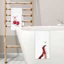 Cherry Kitchen Hand Towels Set of 2 16x24 Inch, Cherry Towels for Bathroom Decor, Gift for Preppy Towel, Trendy High Heel Boots Cocktail Kitchen Bar Dish Towels Decorative