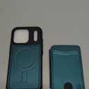 for iPhone 17 Pro Wallet Case Compatible with Magsafe, Magnetic RFID Blocking Card Holder Kickstand 2 in 1 Detachable Case for iPhone 17 Pro 6.3", Bluish Green