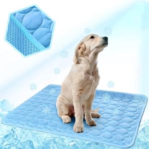 Washable Dog Cooling Mat Ice Silk Cooling Mat for Dogs Pet Self Cool Pad Blanket Dog Ice Pad for Indoor & Outdoor Car Seats, 28x22 in, Blue