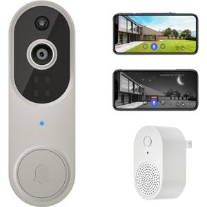 Doorbell Camera, Safe Camera Wireless, Smarter Way to Protect Your Home, Wireless Wi-Fi Video Doorbell, 1080p SmartWireless Video Doorbell Camera Chime (M50 Beige)