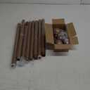 Gold Curtain Rods for Windows 72 to 144 Inch,1'' Diameter Drapery Rods with Imitation Wood Grain Leaf Pattern Finials,Boho Adjustable Heavy Duty Curtain Rods Set,36-150'',Antique-Gold Wood