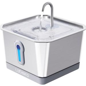 Stainless Steel Cat Water Fountain 135oz/4L:Battery Operated Wireless Cat Fountains for Drinking Indoor, Automatic Pet Water Dispenser with Ultra Quiet Pump,Multi-Filtration,Easy Clean BPA-Free