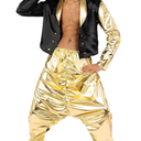 Morph Mc Hammer Costume - Mens 80s & 90s Rapper & Disco Pants Costume, Gold Mc Hammer Pants, Size L