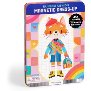 Mudpuppy Rainbow Fashion  Magnetic Dress Up Game with Illustrated Rainbow Scenes Including 2 Furry Characters and Over 40 Mix and Match Magnets Perfect for Travel