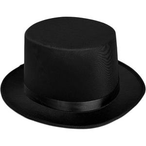 Top Hat for Men Women Adult, Magician Victorian Pilgrim Theatrical Clown Bowler Tailcoat, Cosplay Costume (Black)