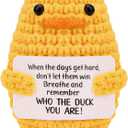 Stocking Stuffers for Men Women Adults Teens-Christmas Stockings White Elephant Gifts Handmade Knitted Positive Duck Emotional Support Crochet Stuffed Animals with Positive Cards