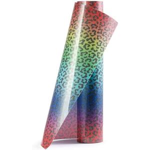 TransWonder Gradient Leopard Glitter-HTV Glitter-Heat-Transfer-Vinyl 12 x 5ft. Glitter Heat Vinyl Iron on Vinyl for Cricut Sihouette Cameo T Shirts 2 Pack