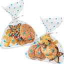 2 x Artboil Blue Dots Cello Bags 6x10 Inch - Twist Tie Silver - Stylish Resealable Treat Bags for Bakery and Snacks (50 Pack)