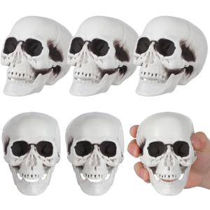 Skull Ornaments 6Pcs Plastic Halloween Skull Heads 4.33 Inch Ghost House Decoration Lightweight Halloween Party Props