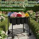 Flower Display Stand, Flower Cart with 8 Buckets, Flower Cart Display Stand with Wheels, Bloom Bar,Flowers Stand for Wedding and Party Decor, Black