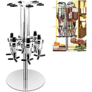 Liquor Dispenser, Bar Butler Wall Mounted Liquor Dispenser Liquor Bottle Holder, Professional Revolving Alcohol Caddy Beer Cocktail Soda Shot Dispenser Wine Holder Party Drinking Pourer (6 Bottles)