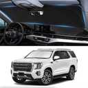 Custom Windshield Sunshade for 2021 2022 2023 2024 2025 GMC Yukon XL Accessories Front Window Shades Cover for Windshield Sun Visor Screen Protector 210T Reflective Blocks UV Rays Cool Car Accessories