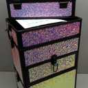 Makeup Train Case with Drawer, Rolling Makeup Case, Cosmetology Case on Wheels, Gift, Large Makeup Case Organizers, Professional for Salon Barber, Nail, Tattoo, Black Colourful