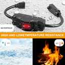 6.56 FT Waterproof Extension Cord with Switch, 1250W/10A Heavy Duty 3 Prong Plugs, 18/3 SJT Extension Cord, UL Listed, Indoor/Outdoor Use (Black)