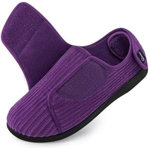 HomeTop Women's Corduroy Slippers Comfy Adjustable Hook and Loop Memory Foam Indoor Closed-back House Shoes for Diabetic Swollen Feet Size 8, Mauve Purple  HomeTop Women's Corduroy Slippers Comfy Adjustable Hook and Loop Memory Foam Indoor Closed-back House Shoes for Diabetic Swollen Feet Size 8, Mauve Purple