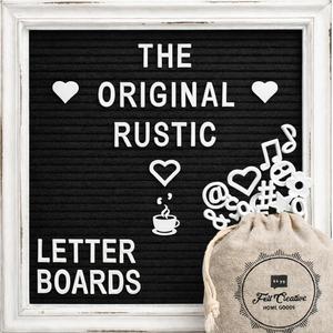 Black Felt Letter Board Baby Announcement Sign with Rustic Wood White Frame - Rustic Farmhouse Letter Board Sign with Stand - 10x10 Felt Board Changeable Message Board with 350 Letter Set