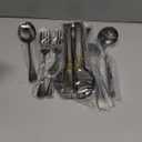 Patelai Serving Utensils Set Include Stainless Steel Large Spoons Slotted Spoons Forks Tongs Soup Ladle and Pie Server for Parties Buffet Catering, Dishwasher Safe(Black,10 Pieces)