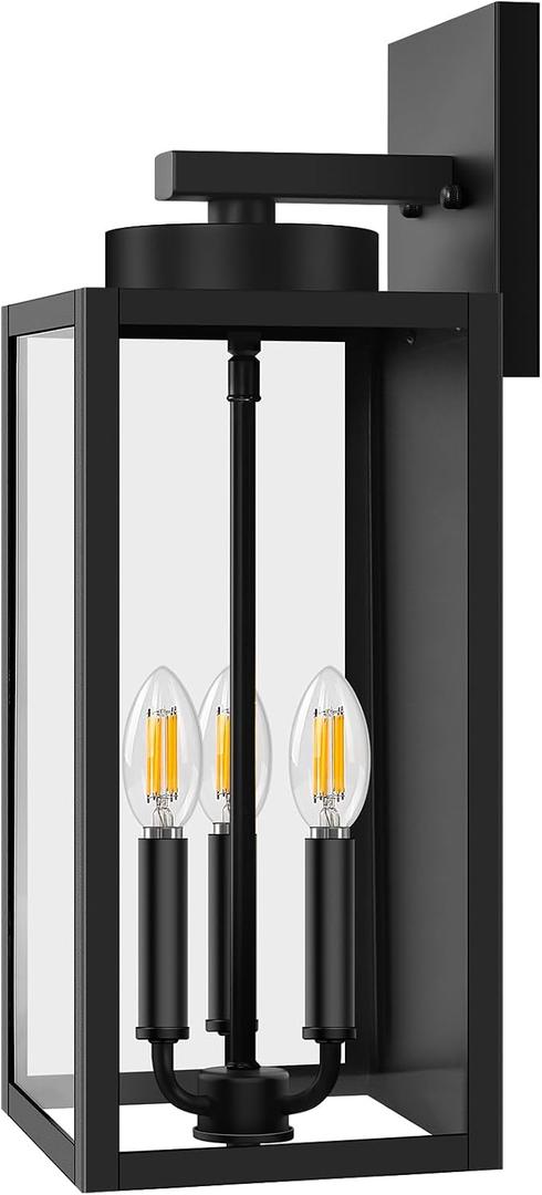 BesLowe 19.6 Large Size Outdoor Wall Light Fixture, 3-Light Exterior Lighting Fixture Porch Sconce Wall Mounted, Waterproof Outdoor Wall Lantern, Outside Light for House Patio Front Door Garage