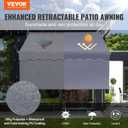 VEVOR Patio Awning Retractable, 118" Outdoor Manual Retractable Awning Sunshade Shelter, Adjustable Patio Door Window Awning Canopy with 39" Sun Shade Curtain for Backyard, Garden, Balcony, Dark Gray, 118" 47"