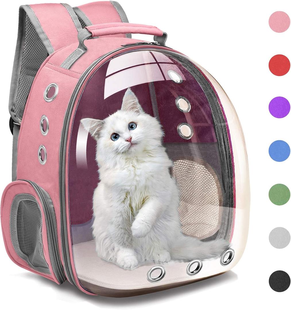 Animal Carrier Backpacks,Transparent Space Capsule Bubble Pet Backpack Bag for Small Dogs Cats Airline Approved Travel Carrier (Pink)
