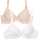 Smart & Sexy Women's Signature Lace Push-up Bra-Perfect for Seeking Effortless Style and Comfort 32B (In the Buff, White)