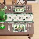 XCHI Plaid Gnomes Shamrocks Clovers Golds St. Patrick's Day Placemats Set of 4 Table Mats for Party Home Kitchen Dining Table Decorations 12x18 Inch