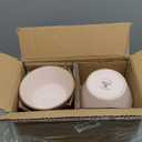 Famiware Saturn Dinnerware Sets, Plates and Bowls Sets for 4, 12 Pieces Stoneware Dish Set - Chip and Scratch Resistant, Microwave and Dishwasher Safe Tableware Set, Light Pink with Rim