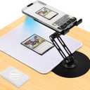 Foldable MTG Trading Card Scanner Stand,Carbon Steel Phone Holder Includes 50 Standard Size Card Sleeves and Scanning Pad,Ideal for Quickly Scan and Price Check