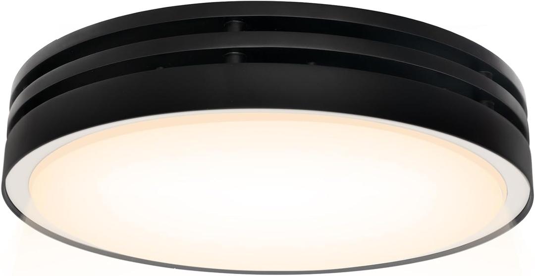 Akicon Bathroom Exhaust Fan with Light, 110CFM, 2.0 Sones for Ceiling, 1000lm Dimmable LED Light and 150lm Nightlight Dual Color Bathroom Vent Fan for Home, Round, Black, 13.5 inches