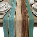 Farmhouse Table Runners 72 inches Long Retro Rustic Barn Wood&Teal Green Brown Turquoise Linen Burlap Rectangle Dresser Scarves Table Setting Decor for Wedding Party Holiday Coffee Dinner Home