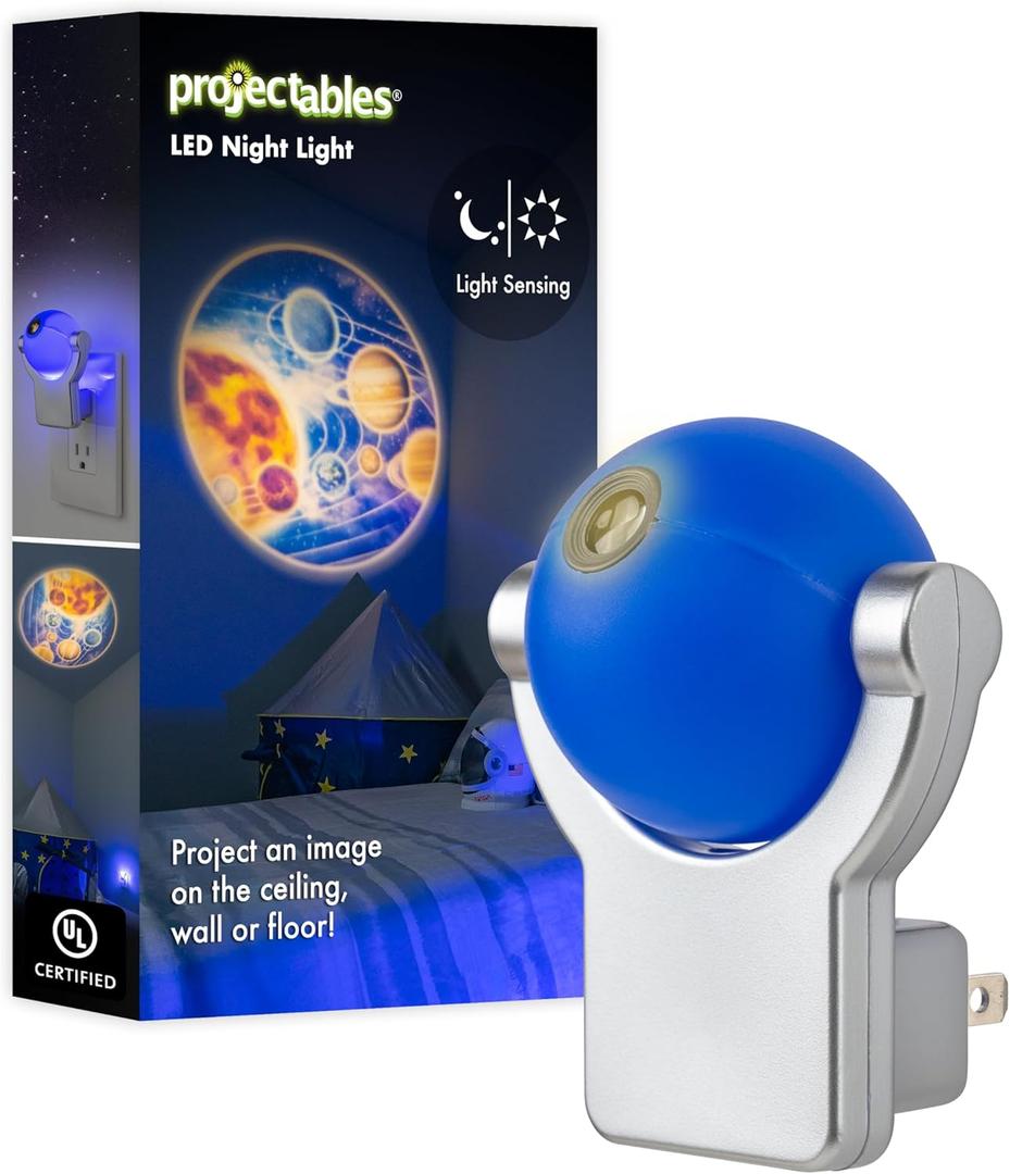 Projectables LED Solar System Night Light Projector, Dusk-To-Dawn Sensor, Auto On/Off, Galaxy Projector Planets Ideal for Children's Bedroom, Bathroom, Playroom 11282