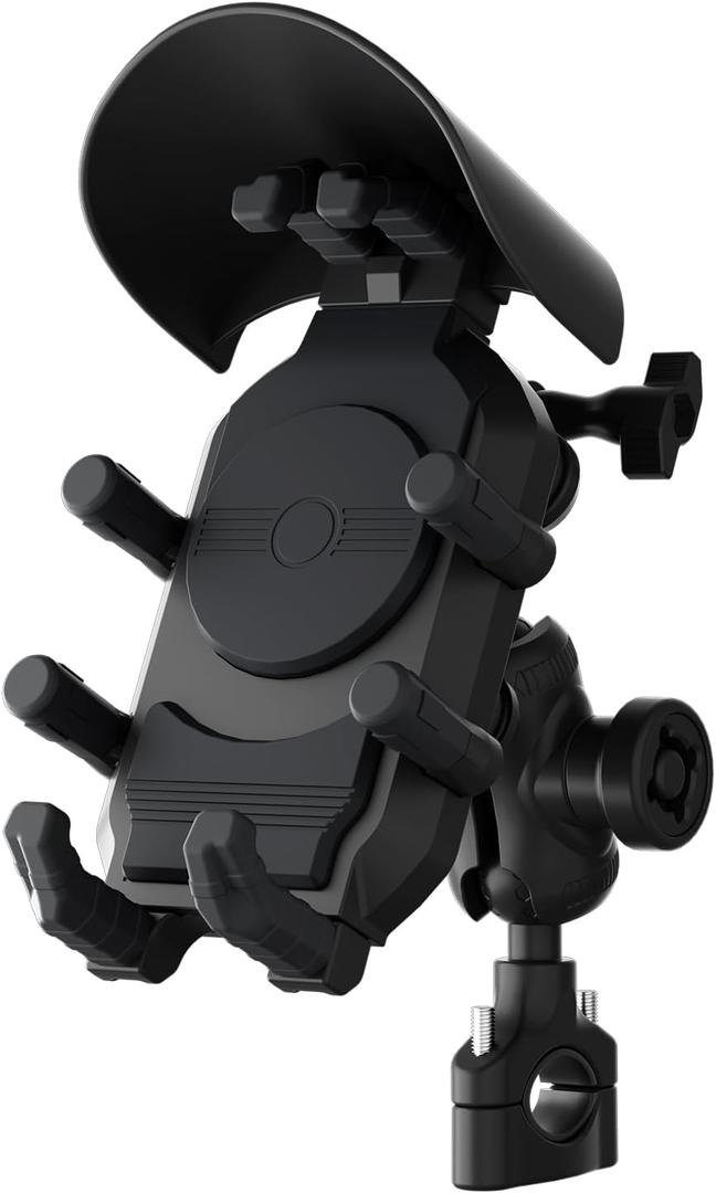Universal Motorcycle Phone Holder, 8-Claw Heavy Duty Thick Phone Handlebar Mount for Electric Scooter/Bike/ATV, Compatible with iPhone 15/14/13 Pro Max, Samsung Galaxy S23/S22 Ultra, Gopro Camera