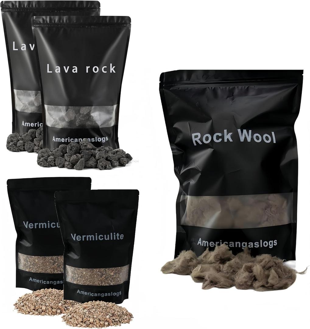 Rock Wool+Lave Rock+Vermiculite for Gas logs (for 30-36 Inch Fireplace)