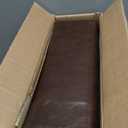 Small Foot Stool with Handle, Brown Faux Leather Short Foot Stool Rest, Rectangle Storage Foot Stools Ottoman with Plastic Legs, Padded Footstool Small Step Stool for Living Room, Office, Desk, Patio