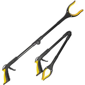 Fish Tank Accessories - 31" Aquarium Tweezers Grabber for Aquarium Landscaping Decoration Grab and Place Garbage Cleanup Foldable Gripper Multi-Function Mobility Aid Reaching Assist Tool(Yellow) (2 Folds-YELLOW)