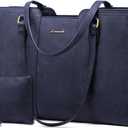 LOVEVOOK Laptop Bag for Women - Waterproof Work Bag for Women & Vintage Laptop Tote Purse with Wristlet (15.6 inch, Navy Blue)