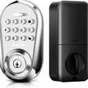 Keyless Entry Door Lock, Keypad Smart Deadbolt for Front Door, Electronic Keypad Code with Auto Lock, One-Time Code, Anti-Peeping Password, Easy Installation, Silver