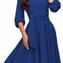 FENJAR Women's Formal Dresses Casual Wedding Guest Church Work Elegance Audrey Hepburn Style A-line Midi Dress (S)