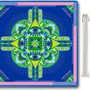 Neoprene Mahjong Mat with Rules (33" x 33"), No Creases American Mahjong Mat, Anti-Slip & Noise Reduction Mahjong Learning Mat, Mahjong Mats Gifts (Lucky Pink Blue)