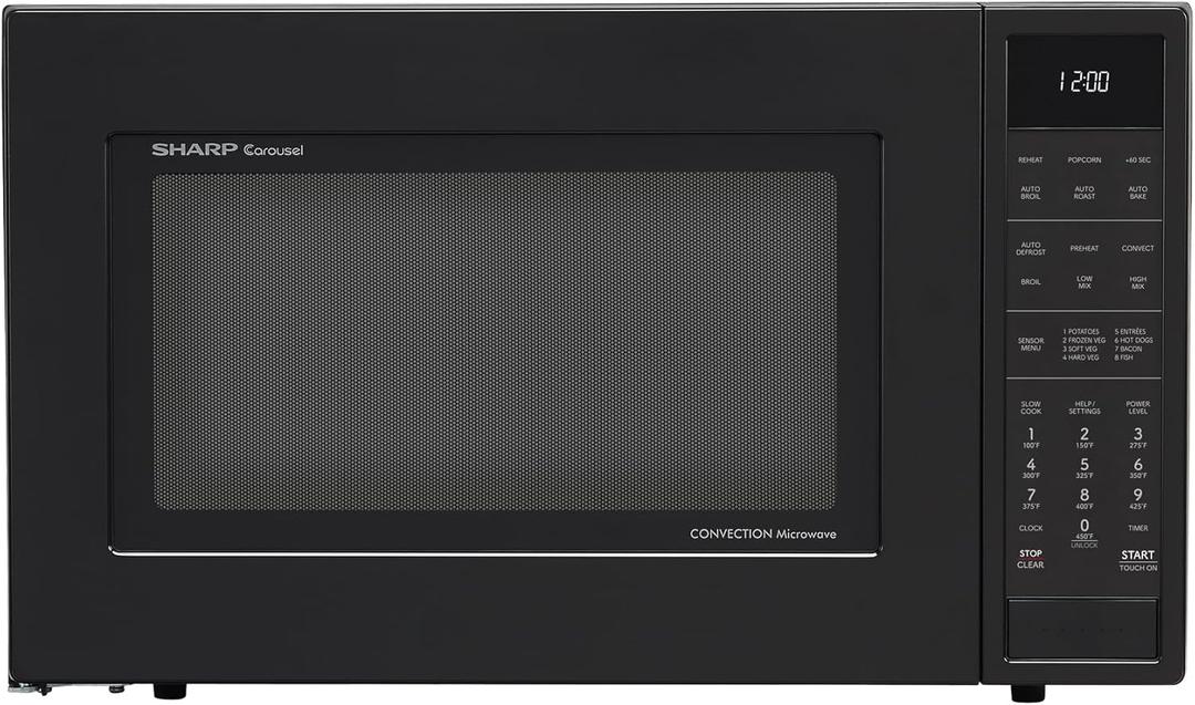 SHARP SMC1585KB Convection Countertop Microwave Oven with Removeable 15.4" Carousel Turntable, 1.5 Cubic Feet, 900 Watt, Sensor Cooking, Black