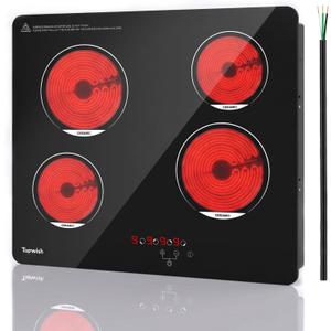 TOPWISH 24 Inch Electric Cooktop, 4 Burners Built-in Electric Stove Top